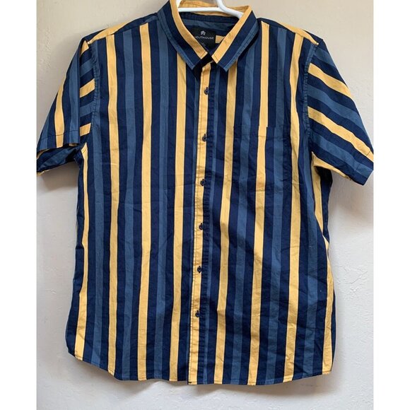 Shouthouse Other - Shouthouse Men’s XXL  Short Sleeve Button Up Casual Shirt Striped Blue Yellow